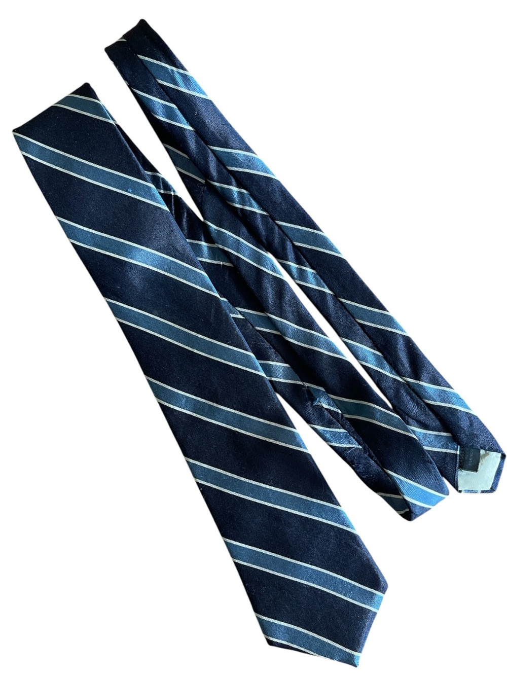 Cézanne 100% Silk Navy Blue Striped Necktie 3” x 58” Men’s Classic Tie